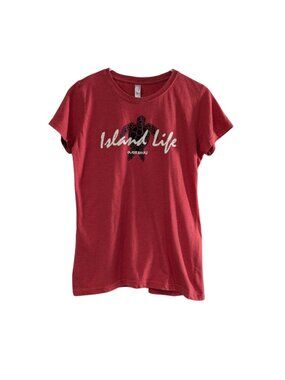 Teemax Women's Island Life Outer Banks T-Shirt, Red, Size Small, Short Sleeve